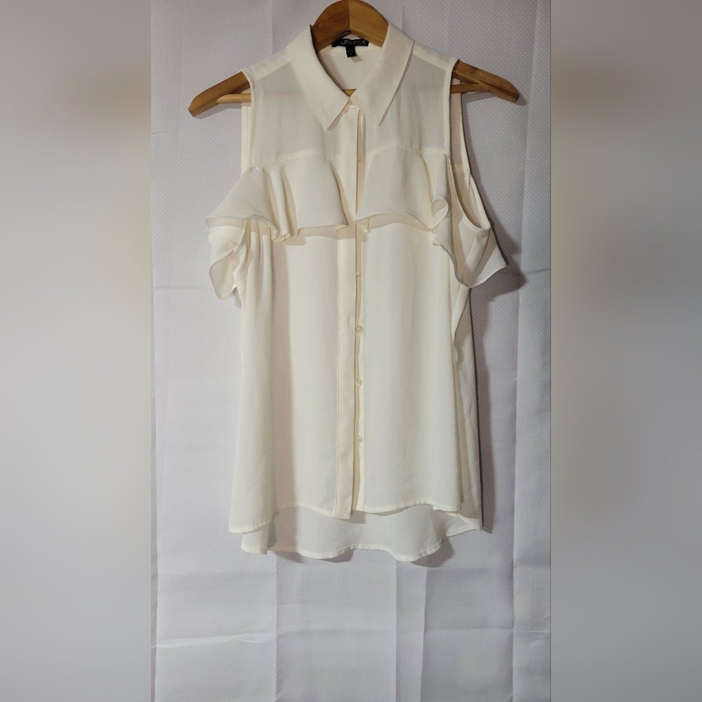 Express cold shoulder button up blouse